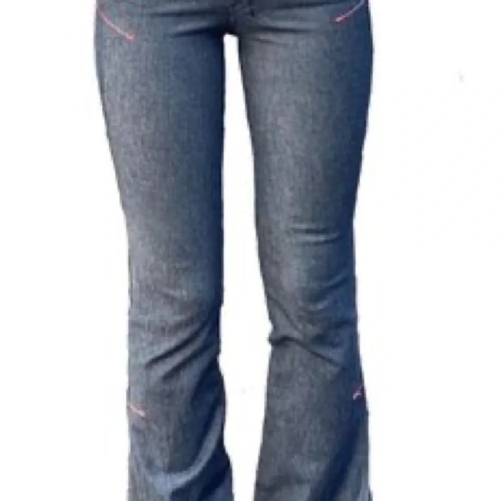 Y2K Vintage DIESEL Denim Flare Pants Side AnkleSlits Womens 28 Gray/Pink Accents - Picture 12 of 12